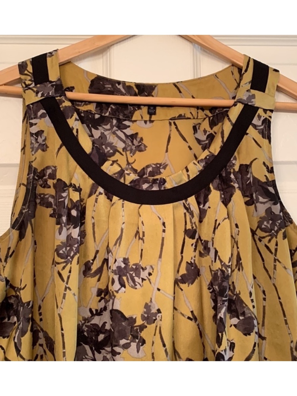 Anne Klein Mustard/Black Blouse Sz M